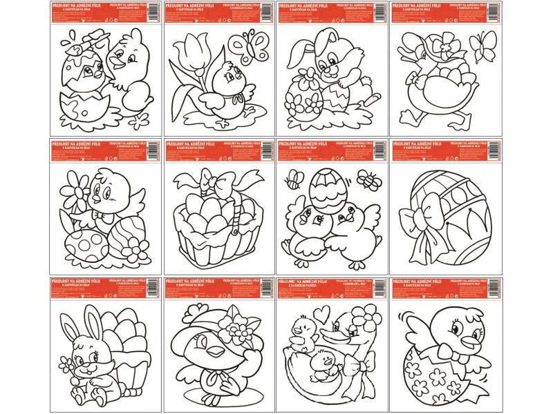 Šablona s konturou pro barvy na sklo - velikonoce