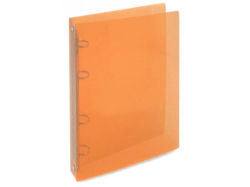 Desky A4, hřbet 2 cm, 4 kroužky, průhledná oranžová
