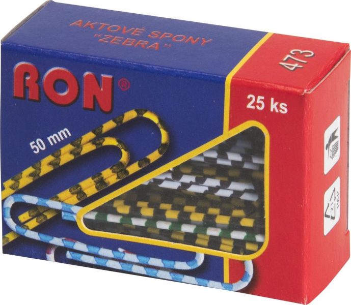 Aktové spony, 50 mm, 25 kusů, zebra