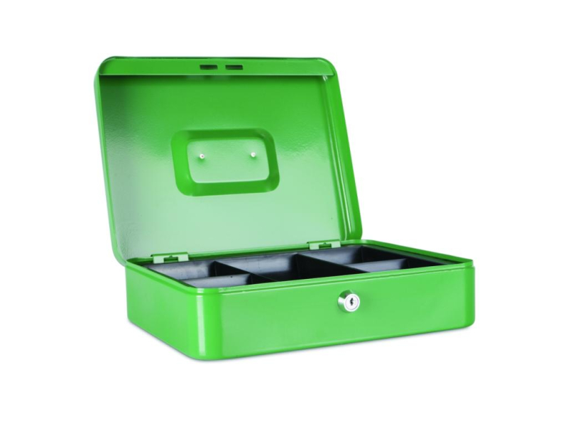 Pokladna kovová, 300 x 240 x 90 mm, zelená
