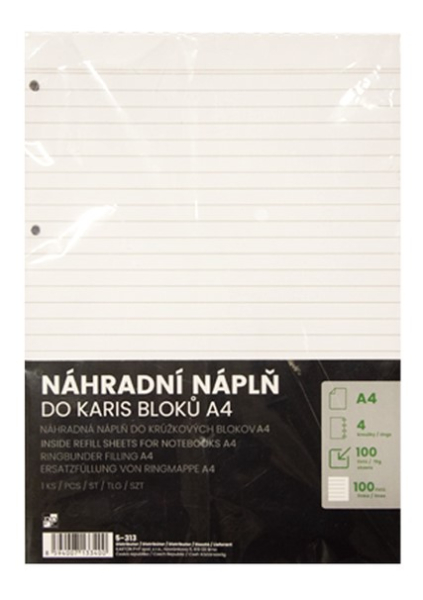 Náhradní vložka A4, linka, 100 listů