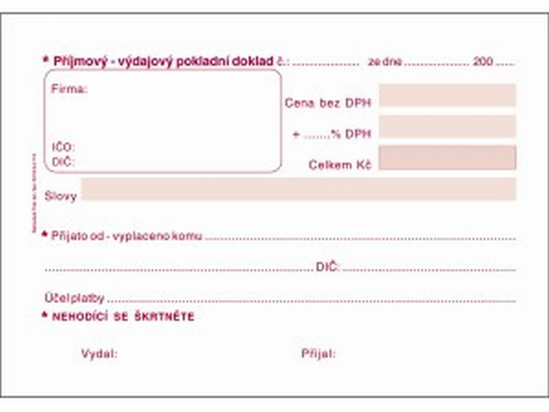 Univerzální pokladní doklad, samopropisovací, PT060, Baloušek