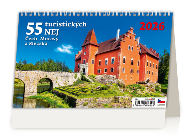 Kalendář stolní, 55 turistických nej Čech, Moravy a Slezska, Helma