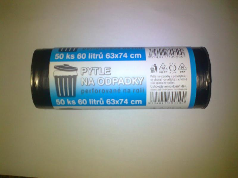 Sáčky do koše 60 l, 50 ks, 7micronu černé