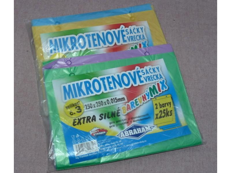 Mikrotenové sáčky barevné, 25 x 35 cm, 15 mikronů, 50 ks