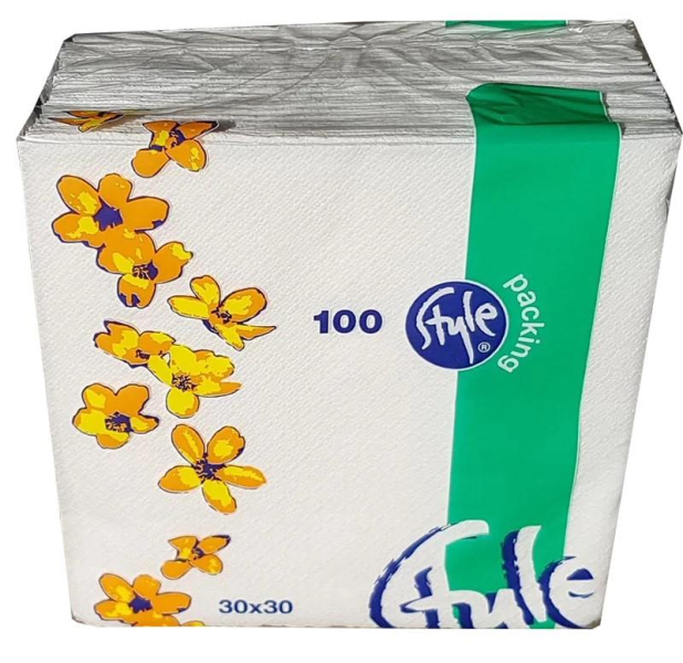 Ubrousky 30x30-100ks FLOWERS bílé