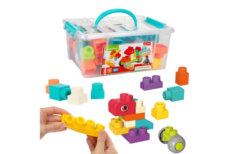 Stavebnice kostky měkké, 48ks, v kufříku
