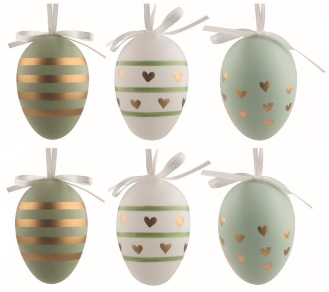 Vejce plastová, 6ks, zlatá srdíčka