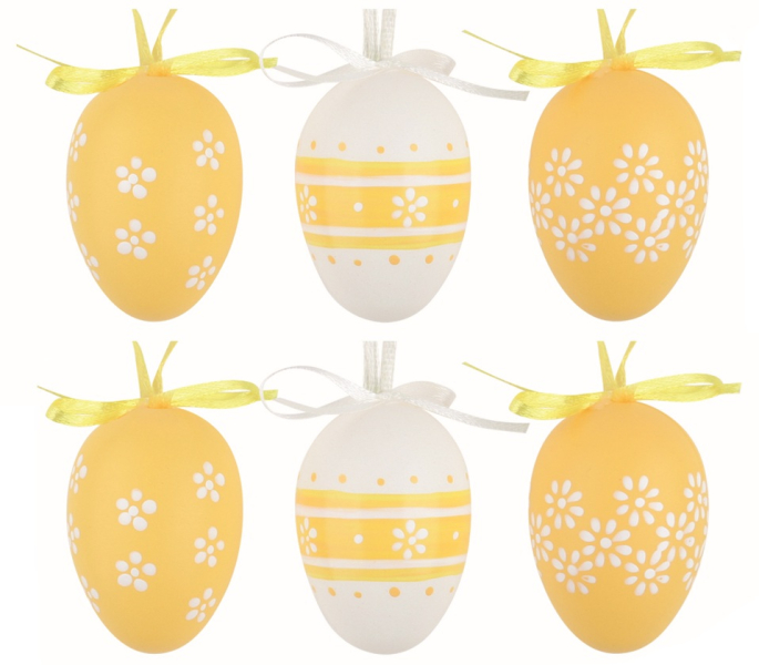 Vejce plastová, 6ks, žlutá kvítka