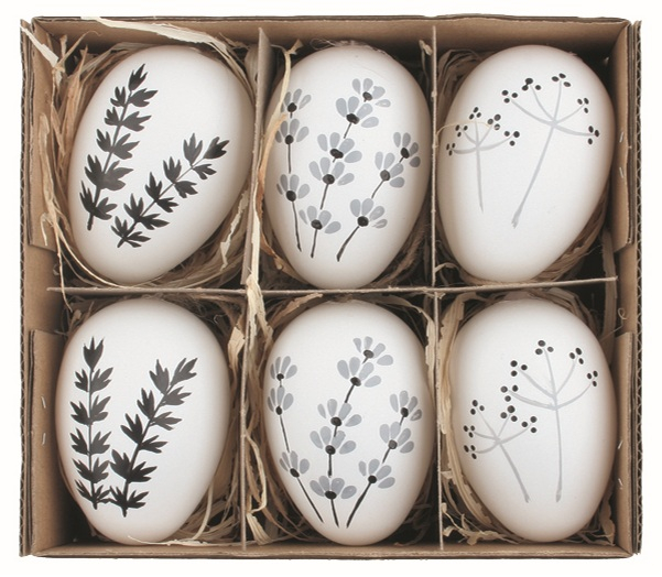 Vejce plastová, 6ks bílá s kvítím