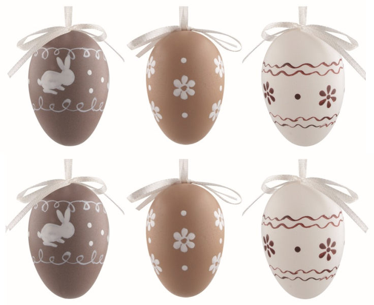Vejce plastová, 6ks, hnědý dekor
