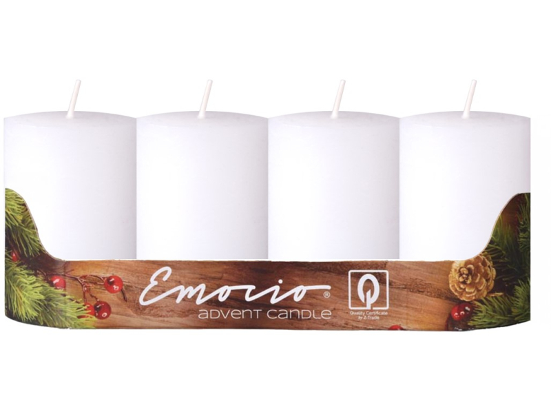 Adventní svíčky 4ks, bílé rustikální