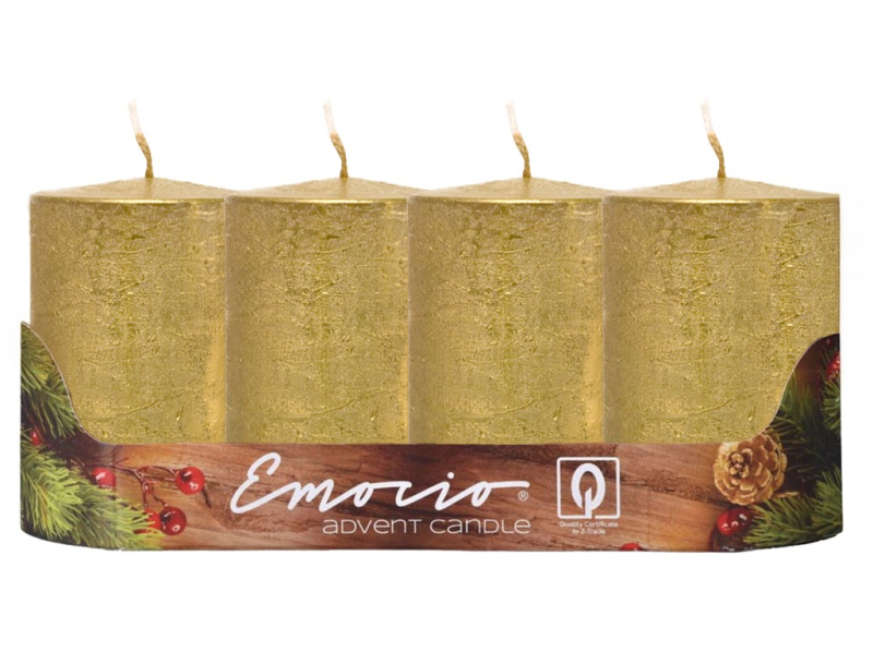 Adventní svíčky 4ks, zlaté rustikální