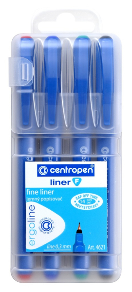 Popisovače, Centropen, liner, 4621-4, 0,3 mm, sada 4 kusy
