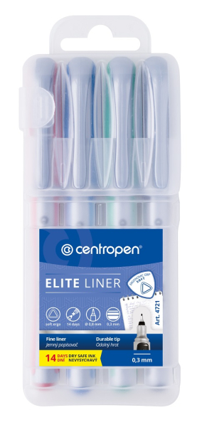 Popisovače, Centropen, liner, 4721-4, 0,3 mm, sada 4 kusy