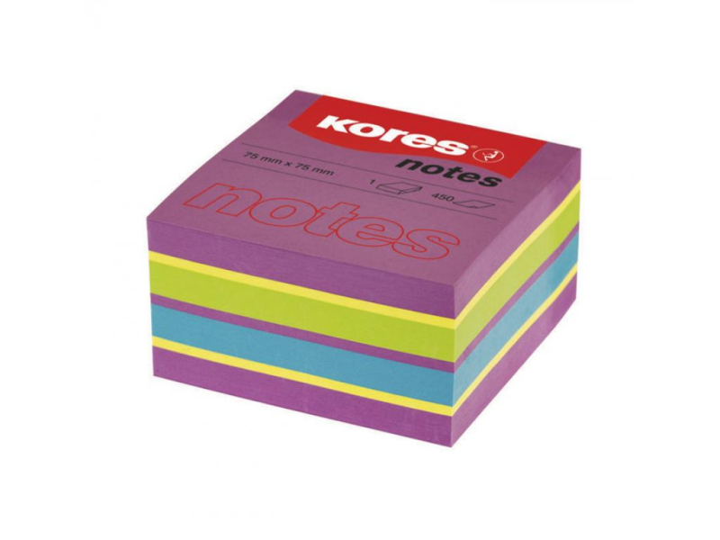 Bloček samolepící, 75 x 75 mm, 450ls, Kores