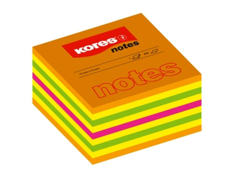 Bloček samolepící, 50 x 50 mm, CUBE 450ls 4 barvy, Kores